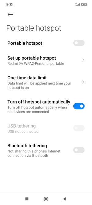 Select Set up portable hotspot