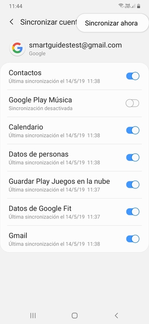 Seleccione Sincronizar ahora