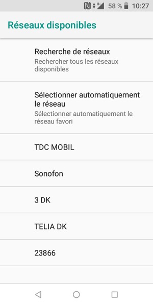 Sélectionnez un opérateur réseau dans la liste
