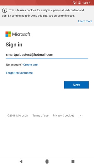 Enter your Email address and select Next