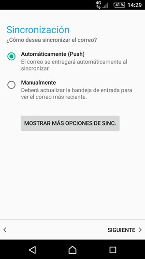 Seleccione la opción deseada y seleccione SIGUIENTE
