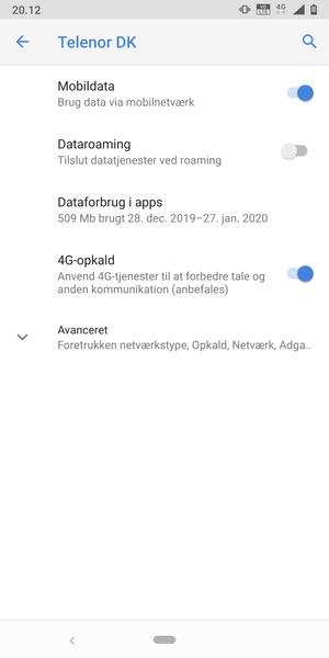 For at skifte netværk, hvis der opstår netværksproblemer, vælg Avanceret