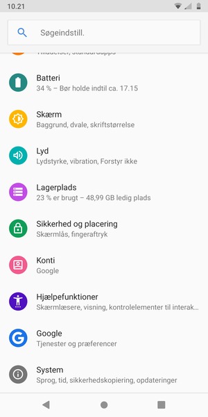 Scroll til og vælg Konti