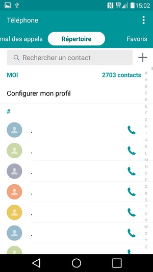 Sélectionnez le bouton du Menu