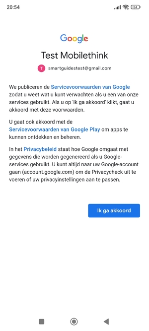 Selecteer Ik ga akkoord