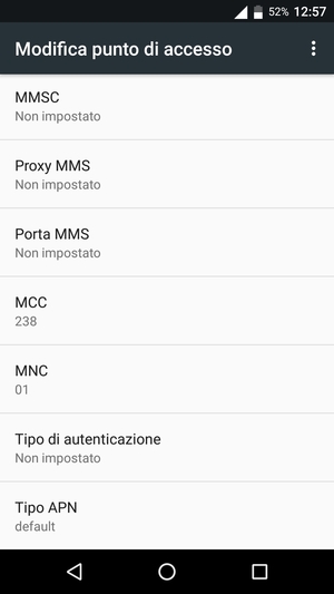 Scorri verso il basso e inserisci le informazioni degli MMS