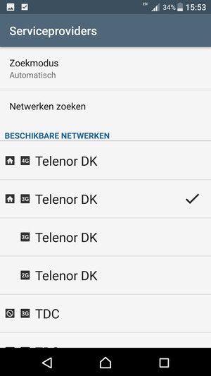 Selecteer een netwerkoperator uit de lijst