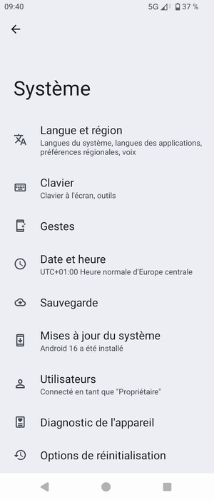 Sélectionnez Sauvegarde