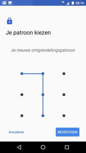 Teken het ontgrendelingspatroon nogmaals en selecteer BEVESTIGEN