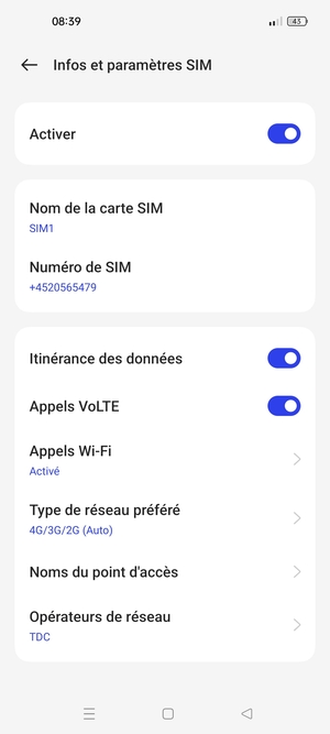 Activer ou désactiver Itinérance des données