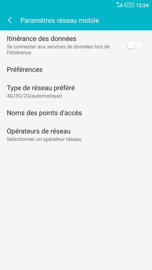 Sélectionnez Type de réseau préféré