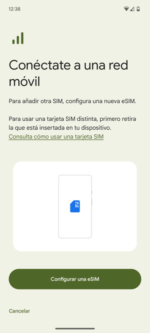 Seleccione Configurar una eSIM