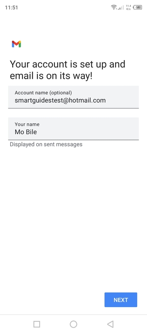 Give your account a name and enter your name. Select NEXT