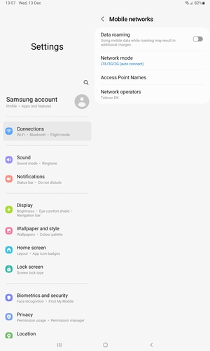 To change network if network problems occur, select Network operators