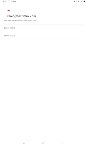 Wählen Sie Privat (POP3) oder Privat (IMAP)