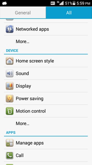 Scroll to and select Power Saving