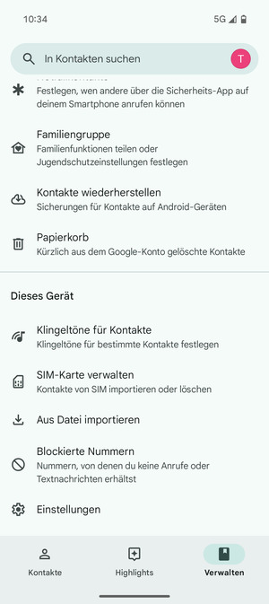 Scrollen Sie und wählen Sie SIM-Karte verwalten