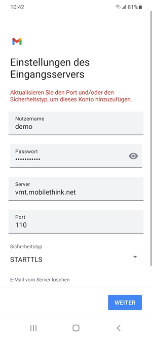 Wählen Sie Sicherheitstype