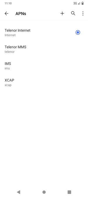 Select the Internet access point