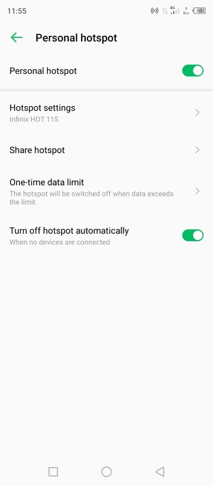 Your phone is now set up for use as a modem
