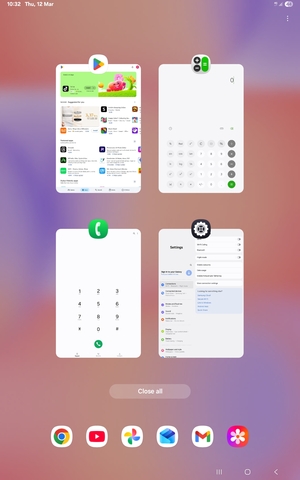 Select Close all to close all running apps