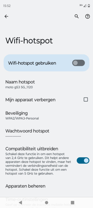 Selecteer Wactwoord hotspot
