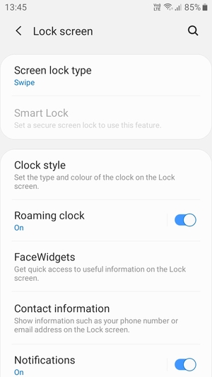 Select Screen lock type