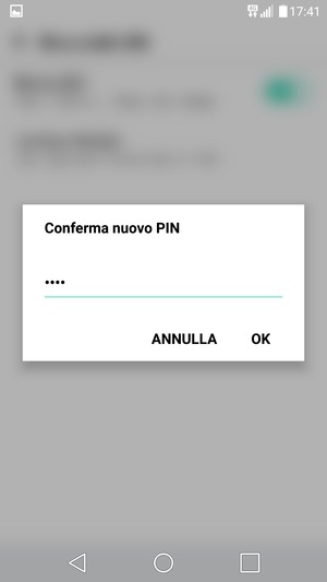 Conferma il nuovo PIN e seleziona OK