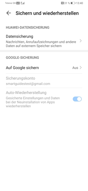 Wählen Sie Auf Google sichern