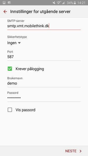 Skriv inn utgående serveradresse