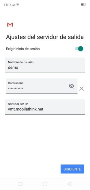Introduzca la dirección de servidor saliente
