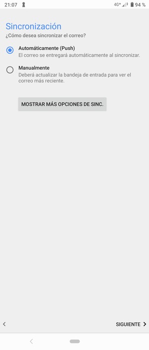 Seleccione la opción deseada y seleccione SIGUIENTE