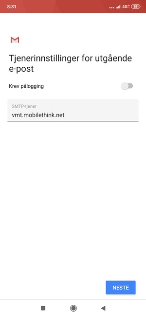 Slå av Krev pålogging og velg NESTE