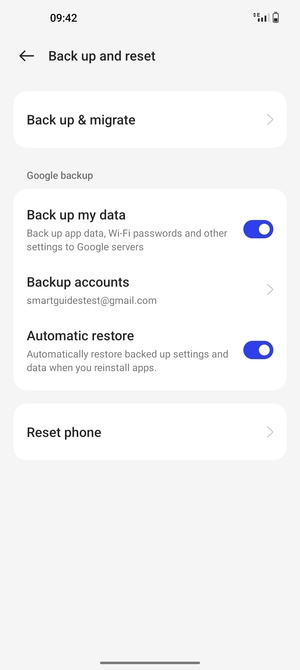 Select Backup accounts