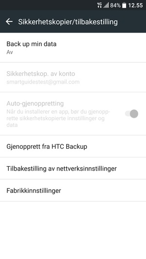 Velg Back up min data