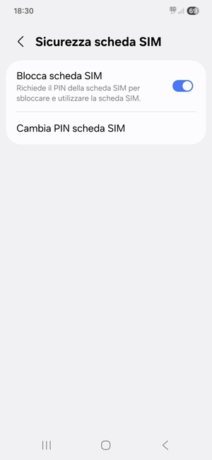 Seleziona Cambia PIN scheda SIM