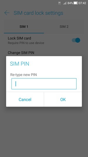 Confirm your new SIM PIN and select OK
