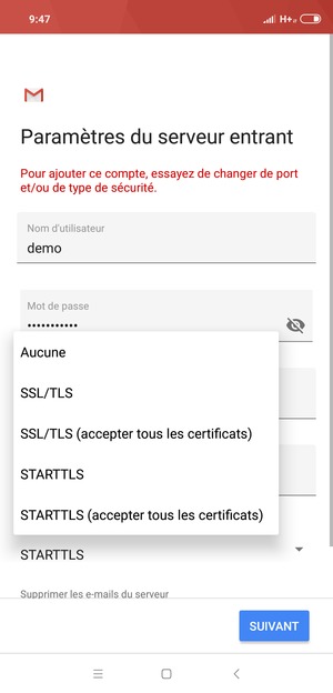Sélectionnez Aucune puis SUIVANT