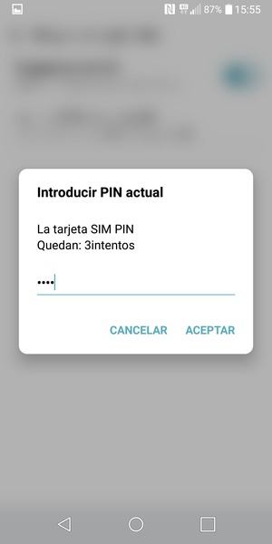 Introduzca su PIN actual y seleccione ACEPTAR