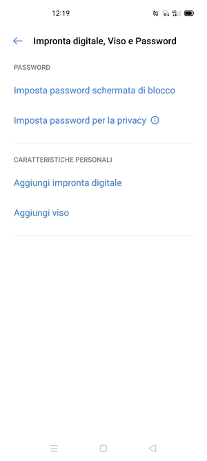 Seleziona Imposta password schermata di blocco