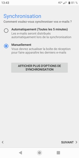 Sélectionnez votre option préférée et sélectionnez SUIVANT