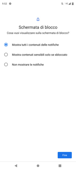 Seleziona la tua opzione preferita e poi Fine