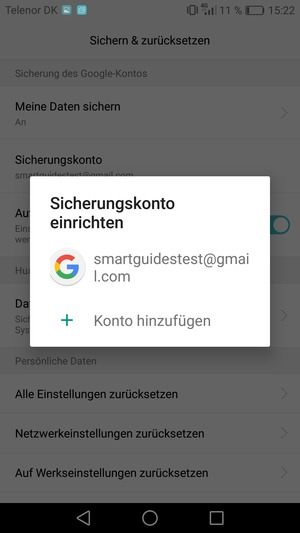Wählen Sie Ihr Konto für Backup