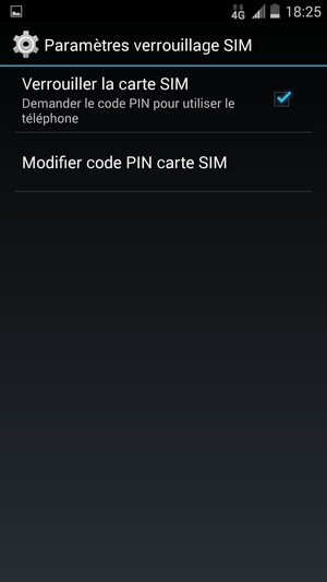 Sélectionnez Modifier code PIN carte SIM
