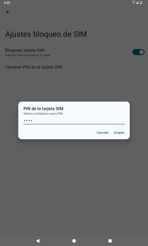 Confirme su nuevo PIN de tarjeta SIM y seleccione Aceptar