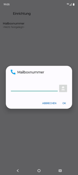 Geben Sie die Mailboxnummer ein und wählen Sie OK