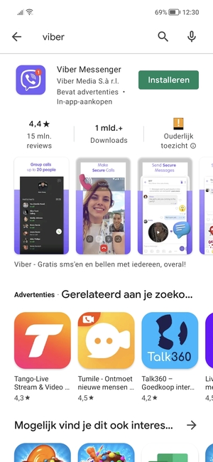Selecteer de app
