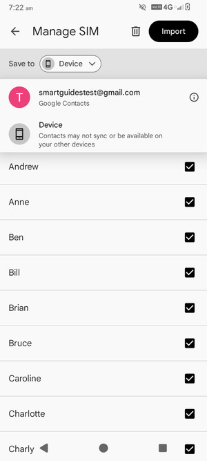 Select your Google account