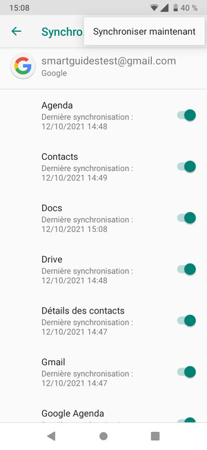Sélectionnez Synchroniser maintenant