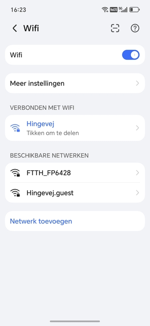 U bent nu verbonden met het WiFi-netwerk